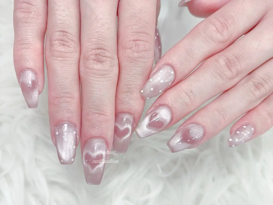 ネイル 成人式 マグネットネイル 大理石ネイル(マーブル) リボン 夏ネイル ハンドネイル MoMoA Nail ネイル長さ出し専門店のネイルデザイン
