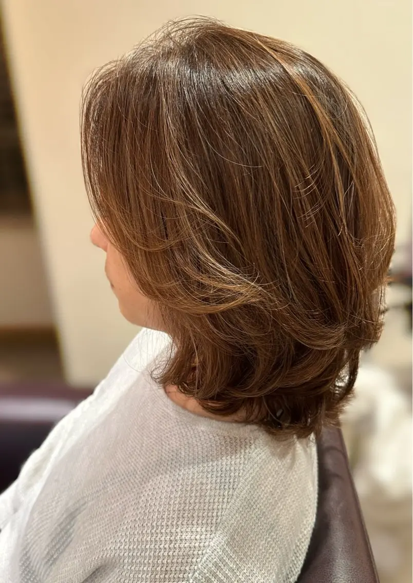 ミディアム カラー ショートボブ ミディアムレイヤー アディクシーカラー ブリーチ デザインカラー カット ヘアカラー トリートメント 韓国風パーマ❁ fu-ka❁艶カラーのヘアスタイル