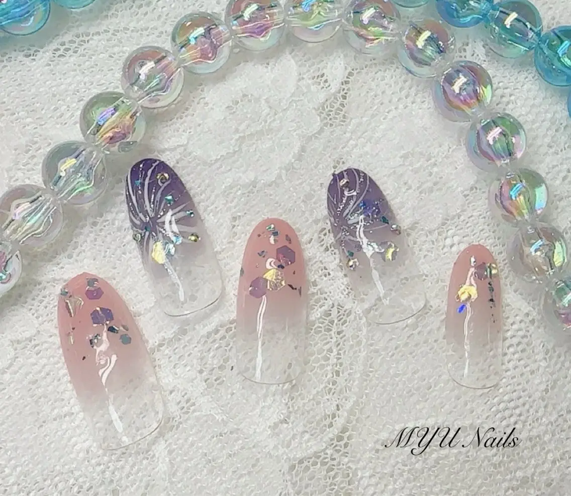 ネイル ジェルネイル グラデーション 持ち込み ニュアンスネイル パラジェル ハンドネイル ニュアンスネイル🌈 MYU Nailsのネイルデザイン
