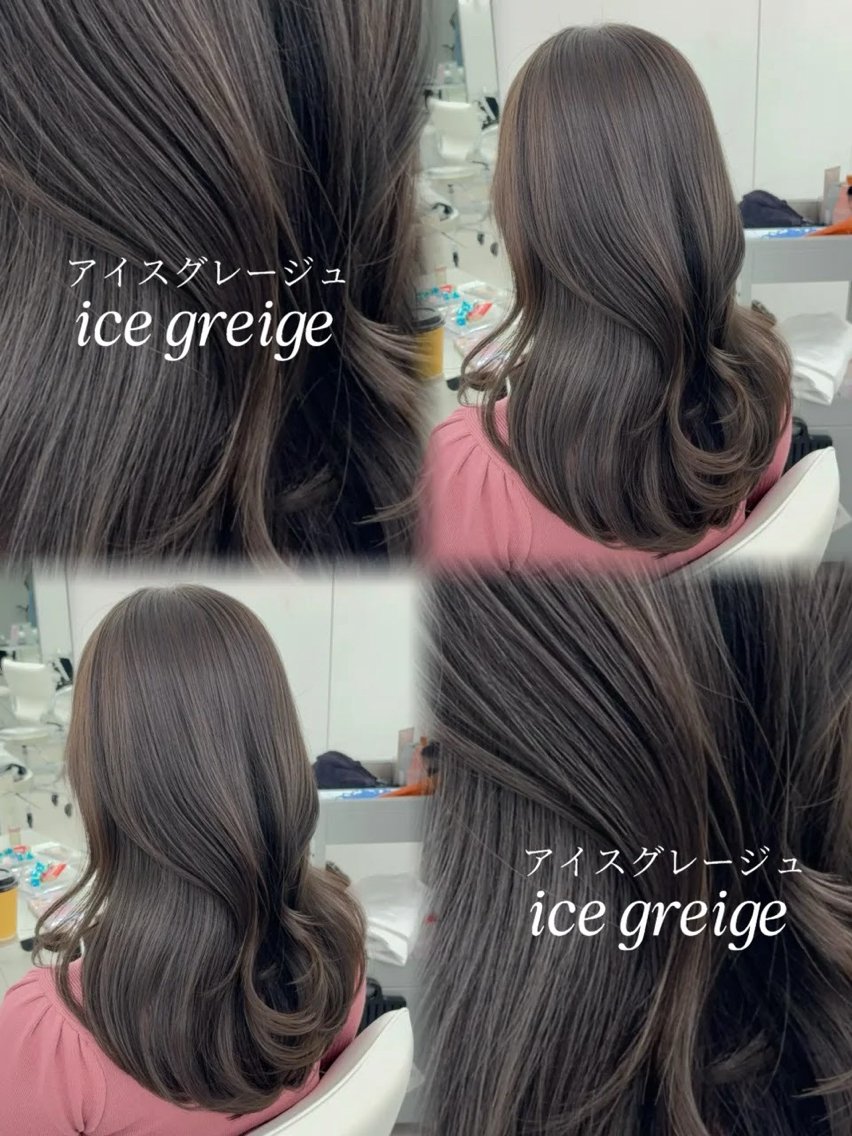 ロング カラー 透明感カラー グレージュ レイヤーカット カット ヘアカラー トリートメント 韓国ヘア/レイヤー/ 顔まわり足立遥奈のヘアスタイル