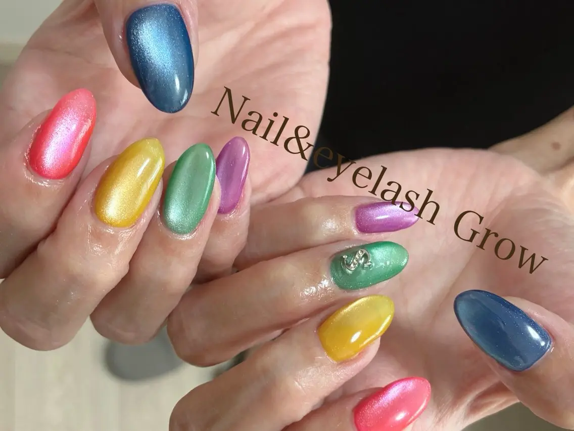 ネイル クリアネイル マグネットネイル ハンドネイル Nail&eye Grow ちかのネイルデザイン