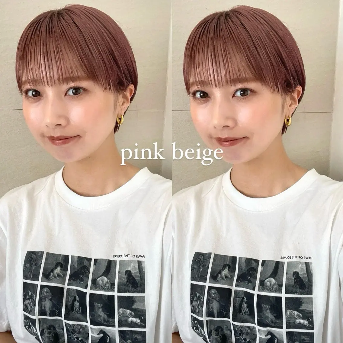ショート カラー ベージュカラー ピンクカラー ピンクベージュ 顔まわり🥨レイヤー /透明感/水口舞奈のヘアスタイル