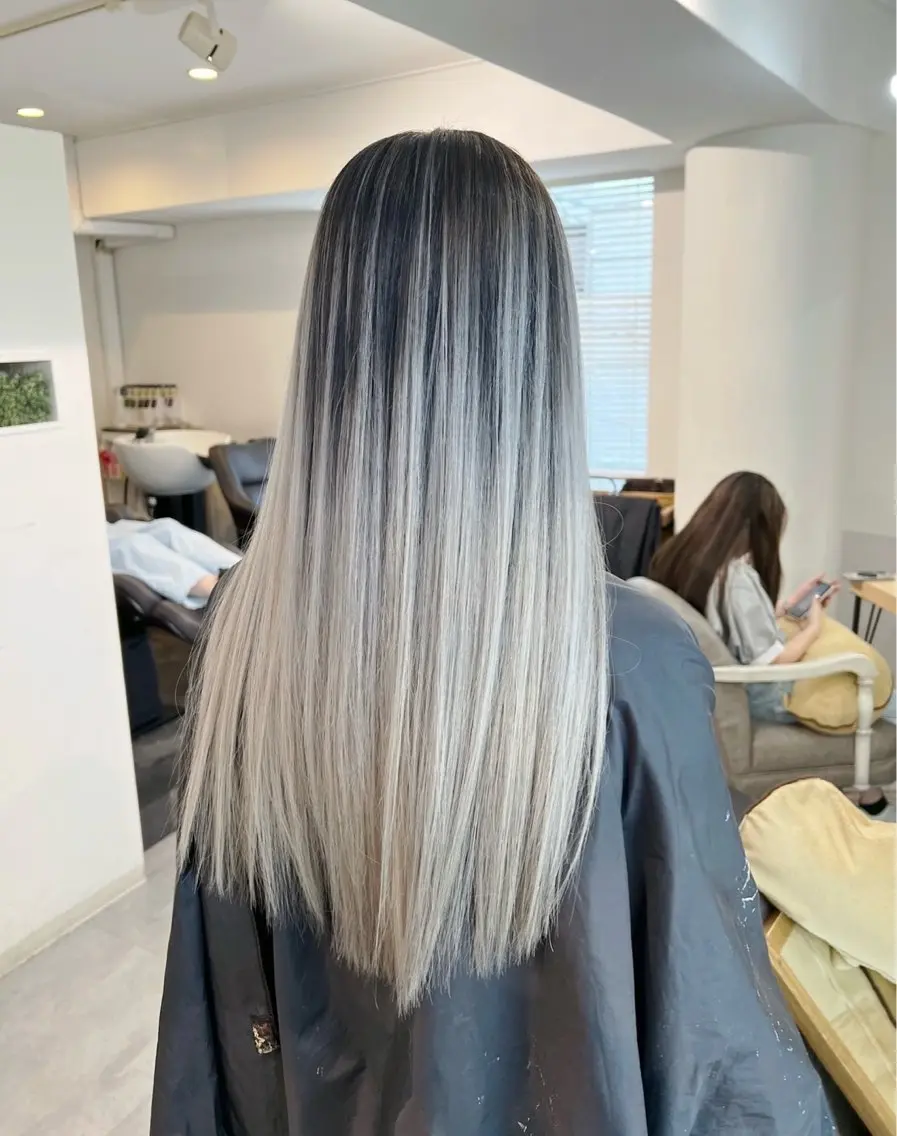 ロング カラー バレイヤージュ シルバー ホワイトシルバー レイヤーカット 指名数No.1 /NAOYAのヘアスタイル