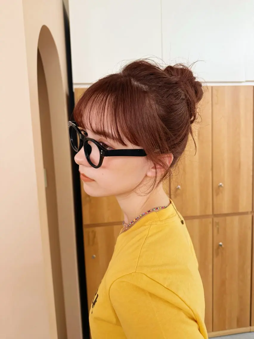 ミディアム カラー お団子ヘア ❤️アヤカ レイヤーカット❤️のヘアスタイル