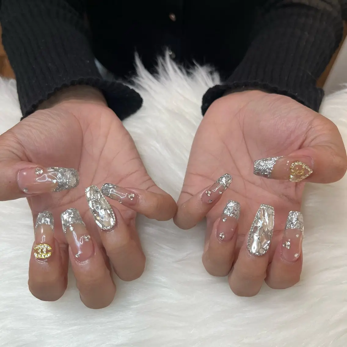 ネイル フレンチネイル ガラスフレンチ ロングネイル Lala nailのネイルデザイン
