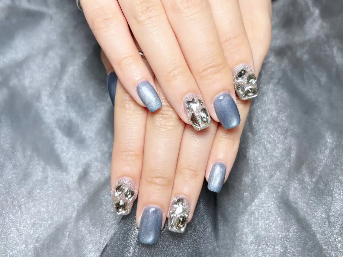 ネイル ハンドネイル H3 Nail Tsuki🦋💙のネイルデザイン