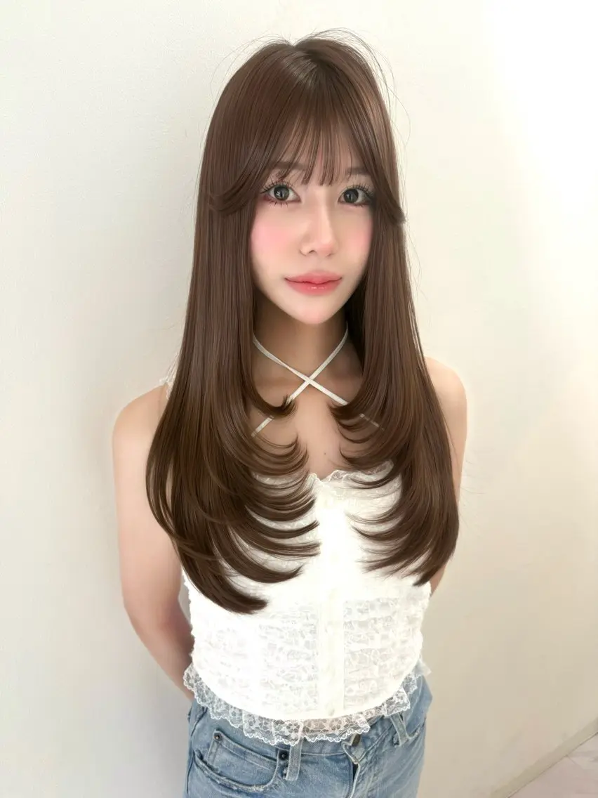 ロング カラー 韓国風ヘア レイヤーカット 小顔カット レイヤーカット🫧 🎀Tomoka🎀のヘアスタイル