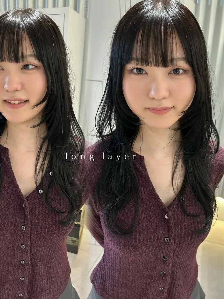 ロング 🫒オリーブ/透け感 レイヤー🌿モエカのヘアスタイル
