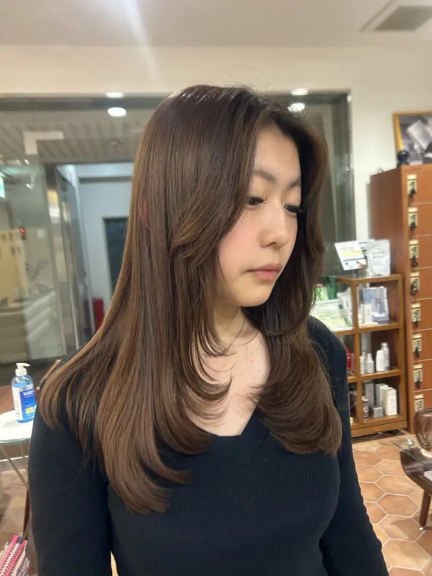 ロング レイヤーカット 島桜子/レイヤー 韓国ボブ🤎🧸のヘアスタイル