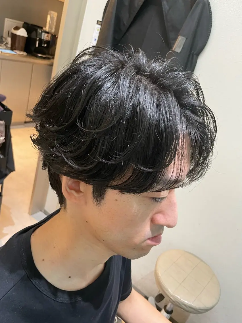 ショート パーマ メンズ センターパート メンズパーマ ニュアンスパーマ カット パーマ 骨格整形カット/ ショート✂️堀夢哉のヘアスタイル