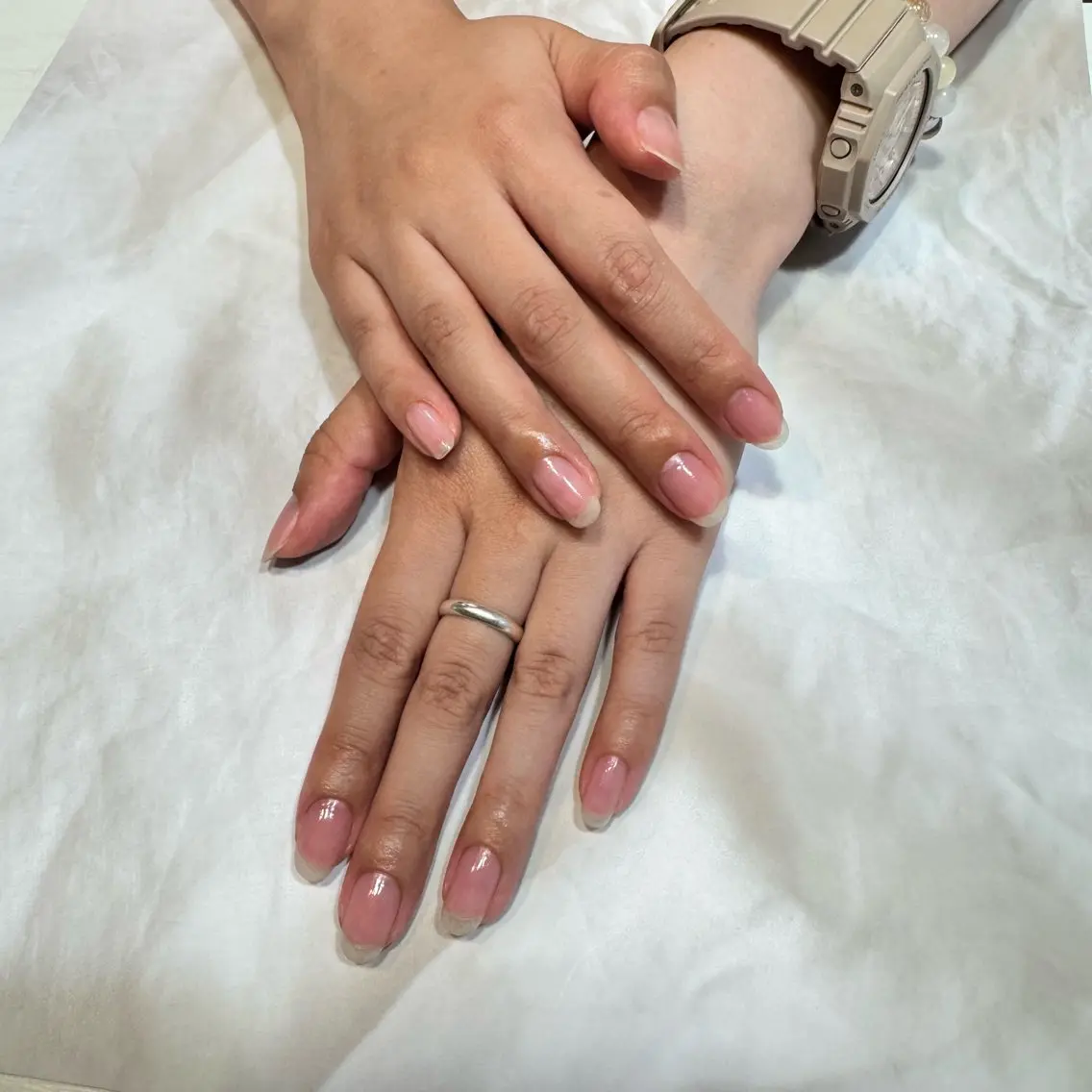 ハンドケア 🫧【甘皮ケア+お爪の長さ,形成+爪磨き】練習モデルお願いします😭オイル仕上げ✨※オフ・ジェル塗布無しの写真