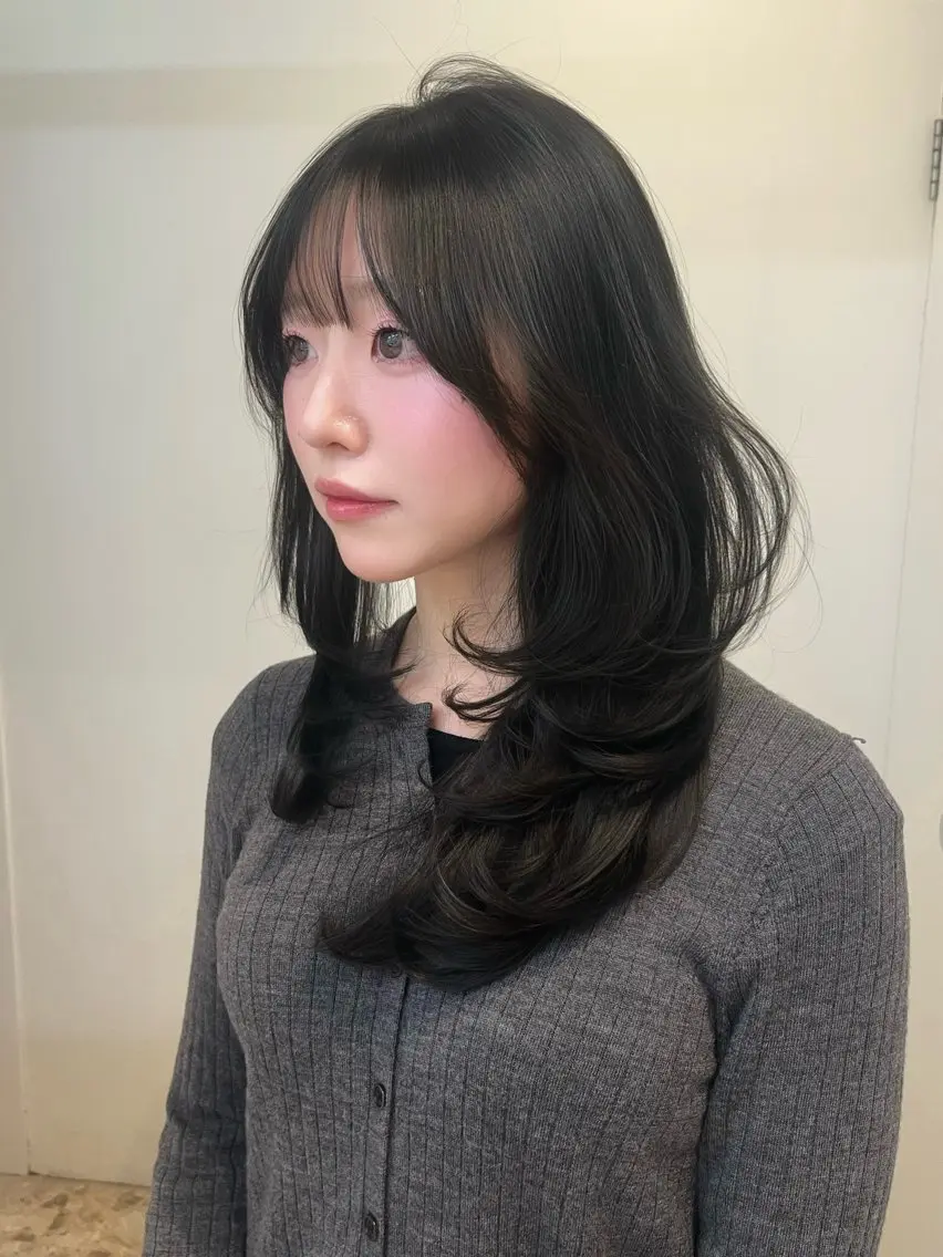 ロング カラー 黒髪 レイヤーカット ヘアカラー トリートメント 透明感カラー/京都 烏丸/Himariのヘアスタイル