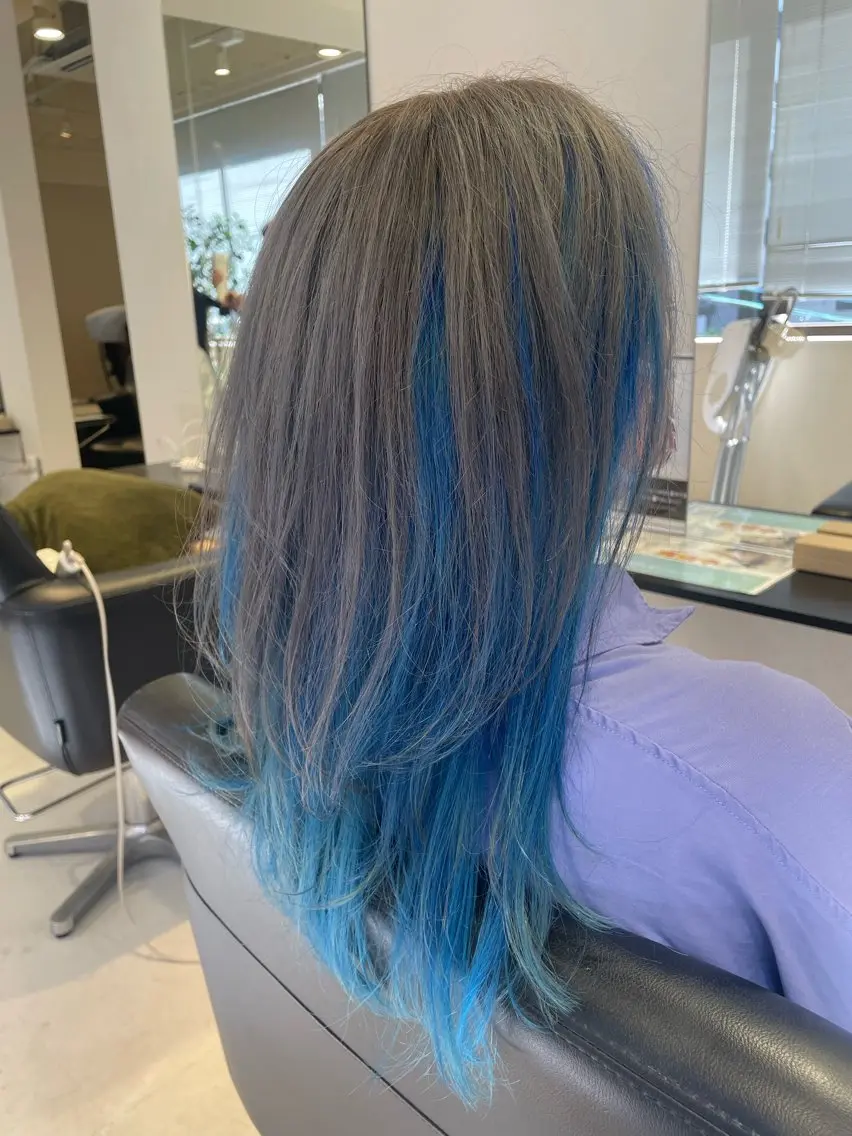 セミロング カラー NINE+/代表 ブリーチ特化型サロンのヘアスタイル
