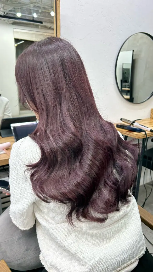 ロング カラー ブリーチ ボルドーカラー ダブルカラー ブリーチなしカラー ピンクカラー RYOSUKE ハイトーンのヘアスタイル
