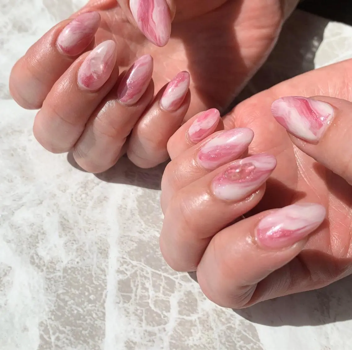 ネイル 大理石ネイル(マーブル) ニュアンスネイル ハンドネイル フットネイル nail salon mieux(ミュー)のマツエク・マツパデザイン