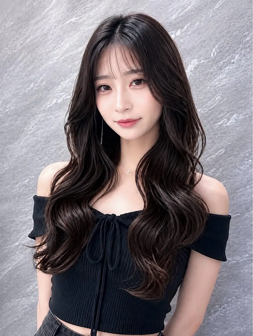 セミロング カラー ヘアアレンジ 黒髪 ブルーカラー ブルーブラック 透明感カラー グレージュ カット ヘアカラー 🖤kana韓国ヘア 艶髪カラー特化🖤のヘアスタイル