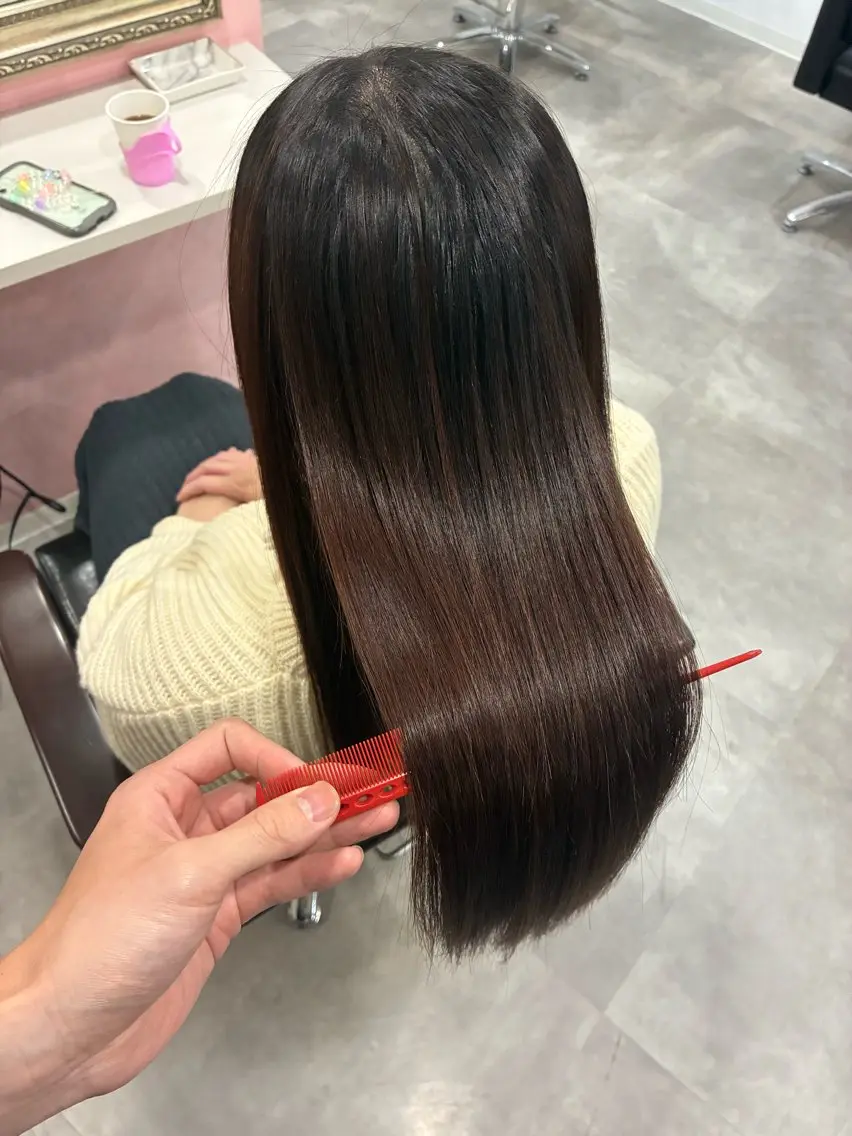 セミロング カット 縮毛矯正 トリートメント 【ブリーチ縮毛矯正】 TAKUMIのヘアスタイル