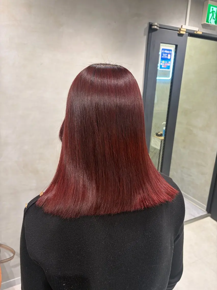 ミディアム カラー ブリーチ ブリーチなしカラー レッドカラー ヘアカラー ブリーチ✨/似合わせ カラー🎀/Yuzuのヘアスタイル