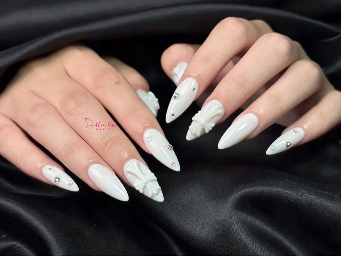 ネイル 桜ネイル 長さ出し フラワーネイル フレンチネイル ジェルネイル ハンドネイル ACon NailSalonのネイルデザイン