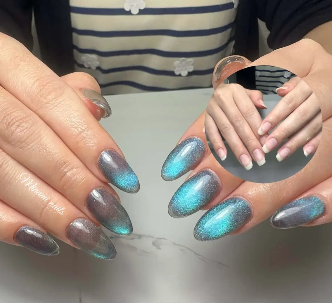 ネイル アートネイル ガーリー キラキラネイル 韓国ネイル マグネットネイル ハンドネイル Minami Nailsのネイルデザイン