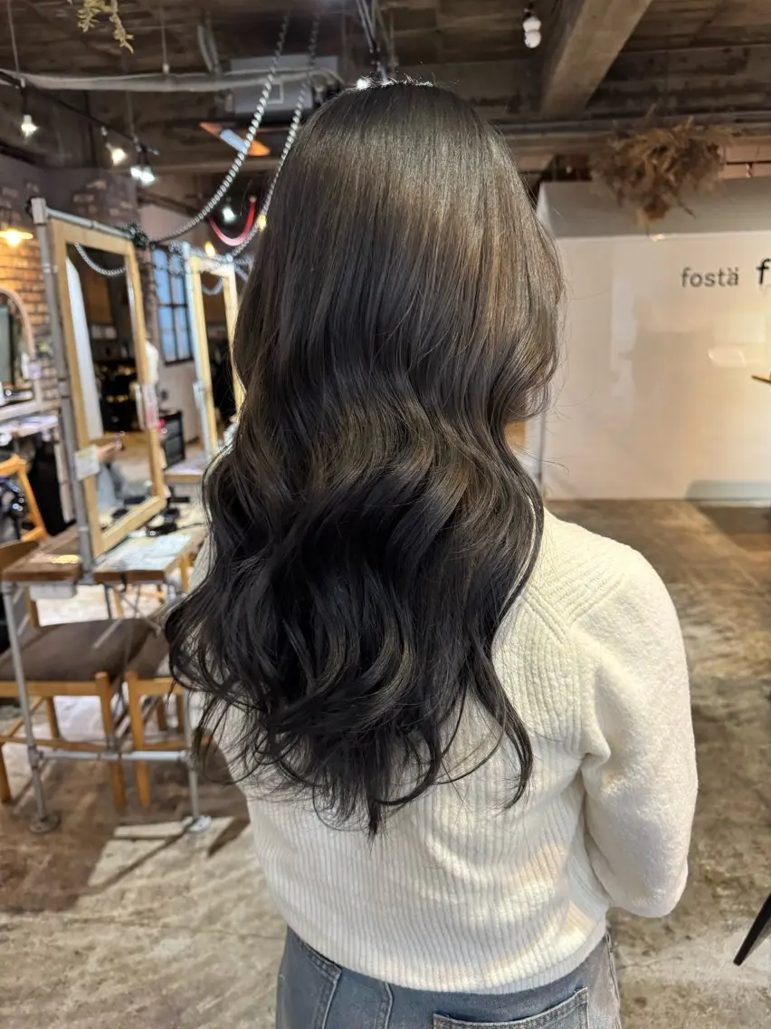 ロング カラー カット ヘアカラー クキノケイカ /暖色カラー/パーマのヘアスタイル