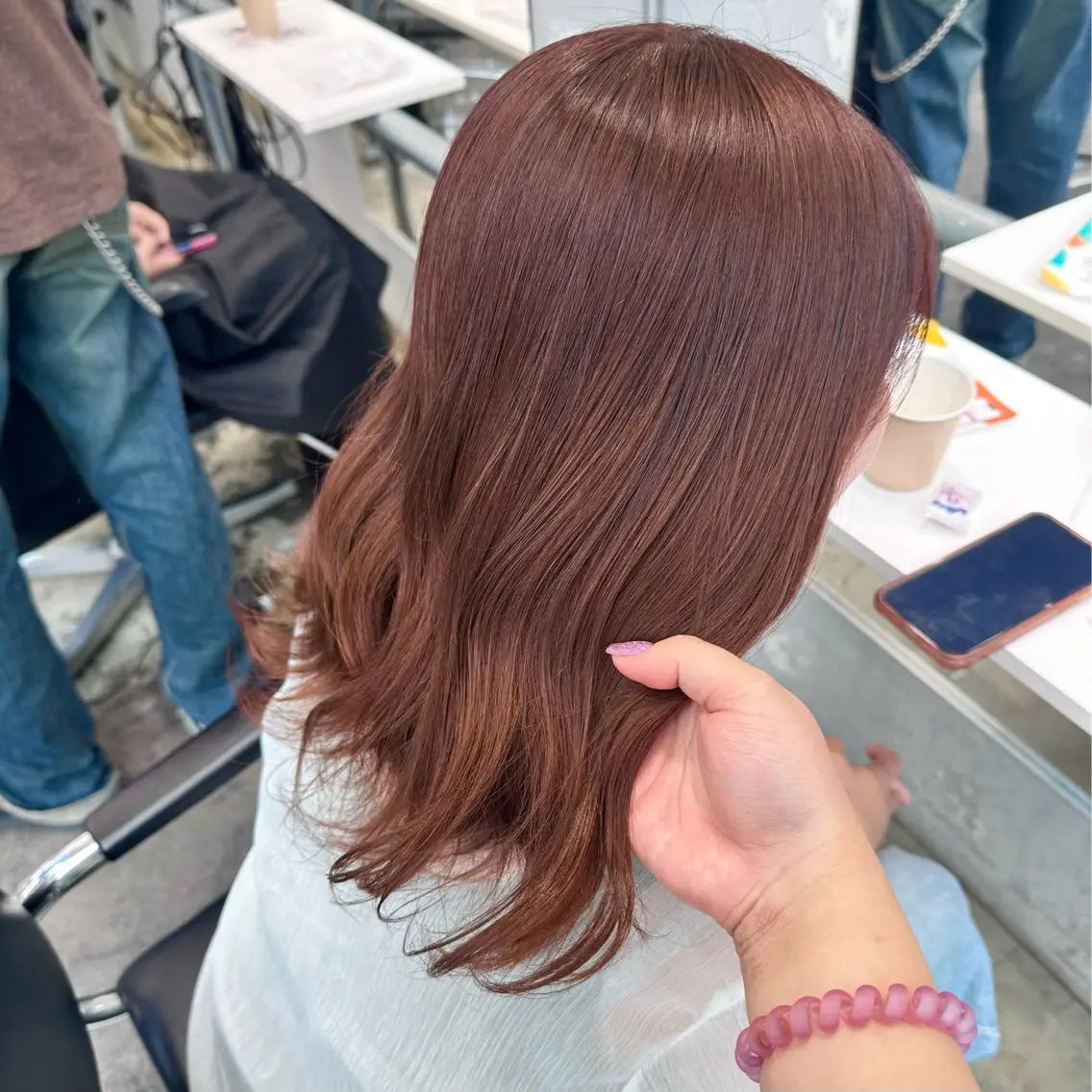 セミロング カラー ヘアアレンジ ブリーチ ブラウンカラー ダブルカラー ブリーチなしカラー オレンジ 🎀モテ暖色× エクステ🎀あかりのヘアスタイル