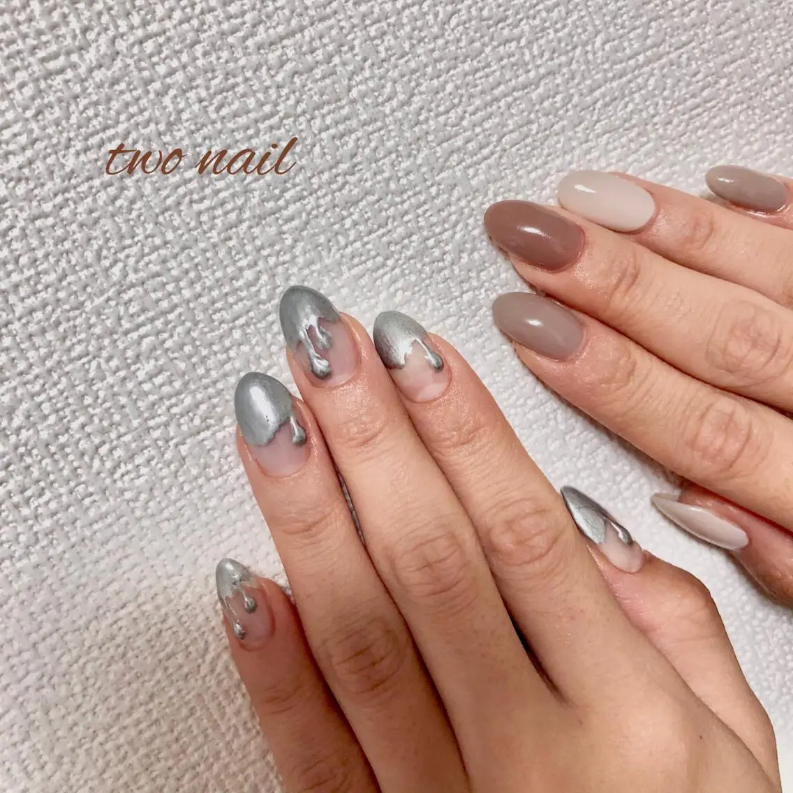 ネイル アートネイル ブラウン フットネイル ハート ニュアンスネイル two nailのネイルデザイン