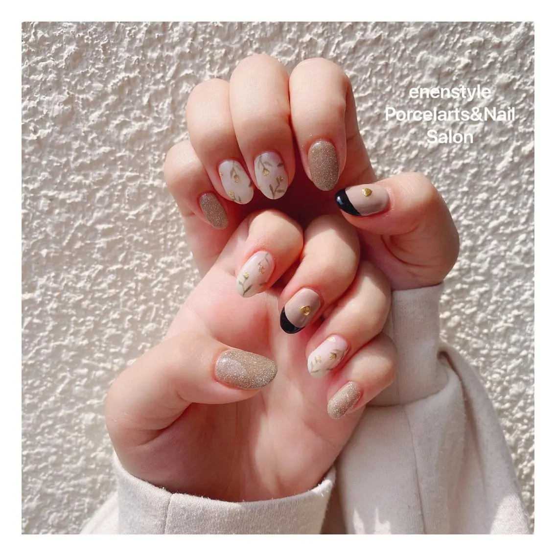 ミディアム ネイル ハンドネイル 🐾enen style 🐾のネイルデザイン