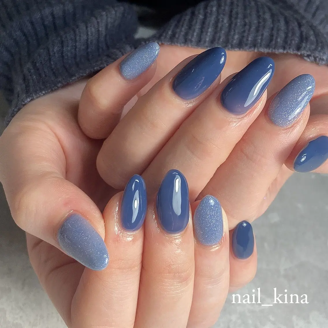 ネイル ブルー ワンカラーネイル 春ネイル nail_ kinaのネイルデザイン