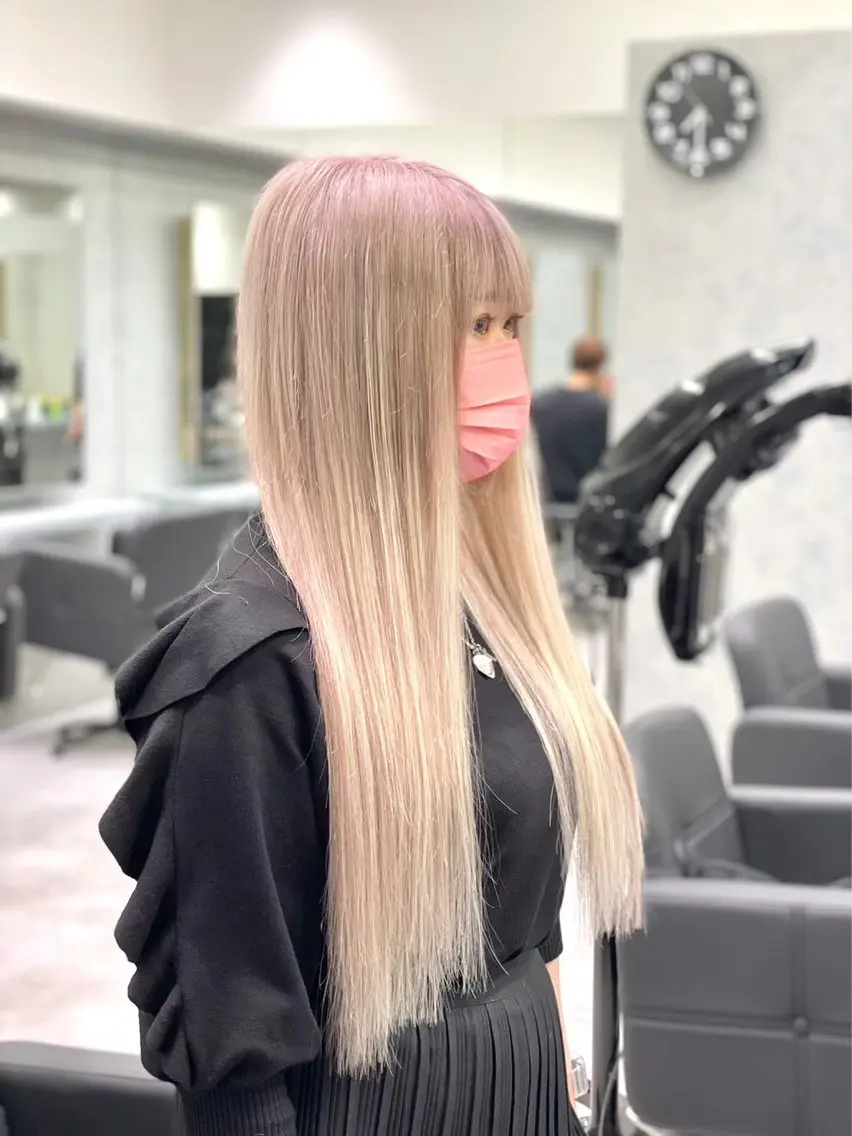 ロング カラー シールエクステ ブリーチ ケアブリーチ デザインカラー ダブルカラー 🦋韓国hair🦋 エクステ店長sakiのヘアスタイル