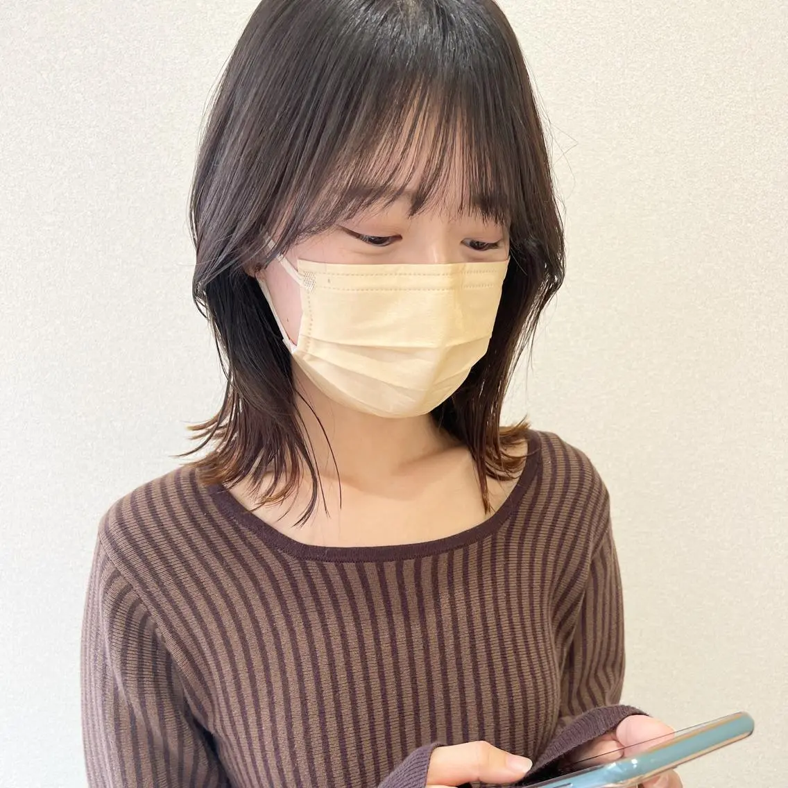 ミディアム カラー ボブ くびれヘア 外国人対応 佐久間のヘアスタイル