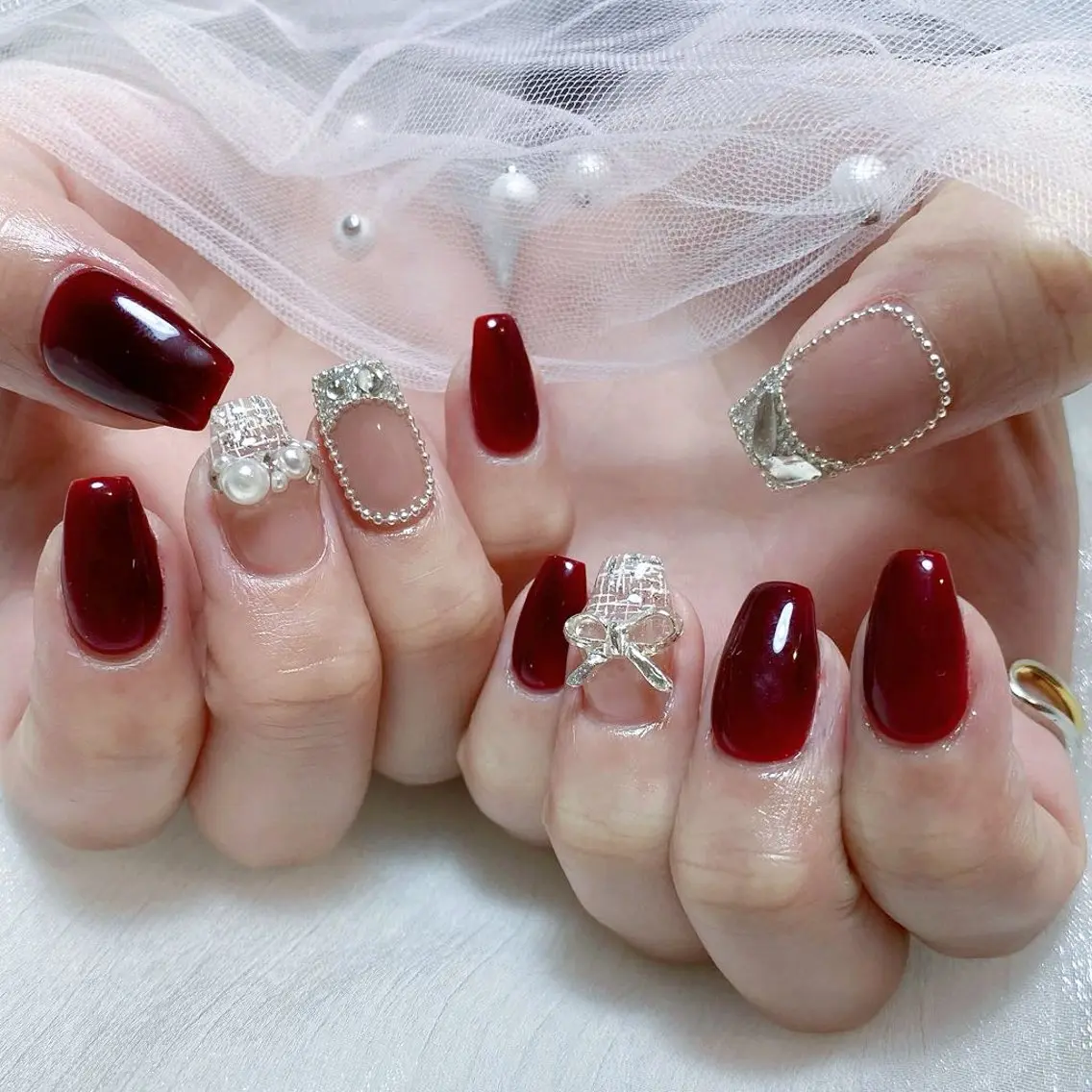 メンズ ネイル メンズ韓国風 アートネイル オーロラネイル ガーリー キラキラネイル ハンドネイル Nail salon 木にいるのネイルデザイン