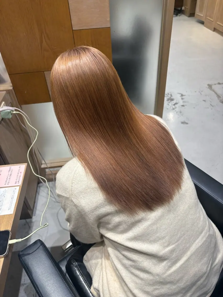 ロング 透明感グレージュ/ 縮毛矯正/静岡のヘアスタイル