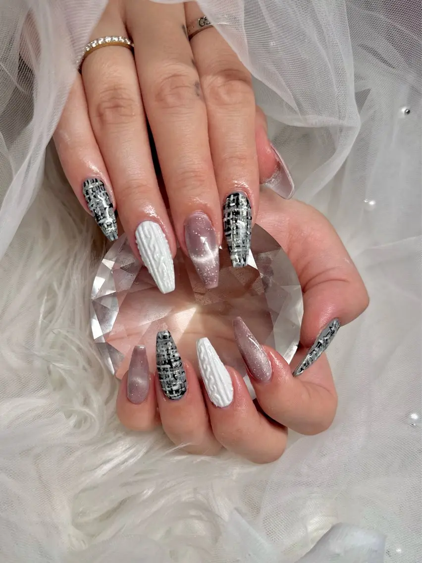 ネイル ツイードネイル 冬ネイル ハンドネイル JillNails Niinaのネイルデザイン