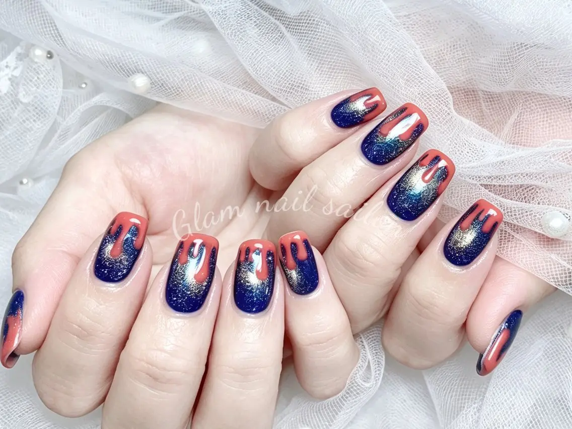 ネイル ハンドネイル エツメ💅 長さ出し🎀デザインのネイルデザイン
