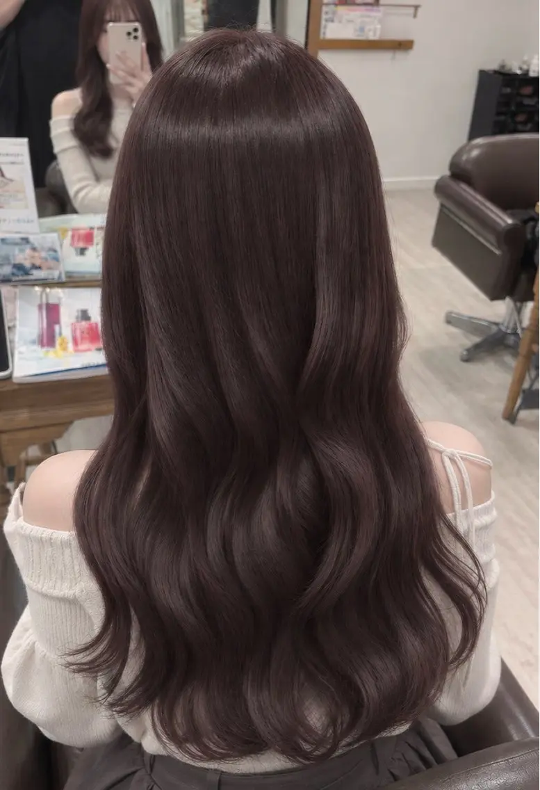 ロング カラー ブラウンカラー チョコレートブラウン ヘアカラー トリートメント 【韓国ヘア×透明感 カラー】笹谷 莉未のヘアスタイル