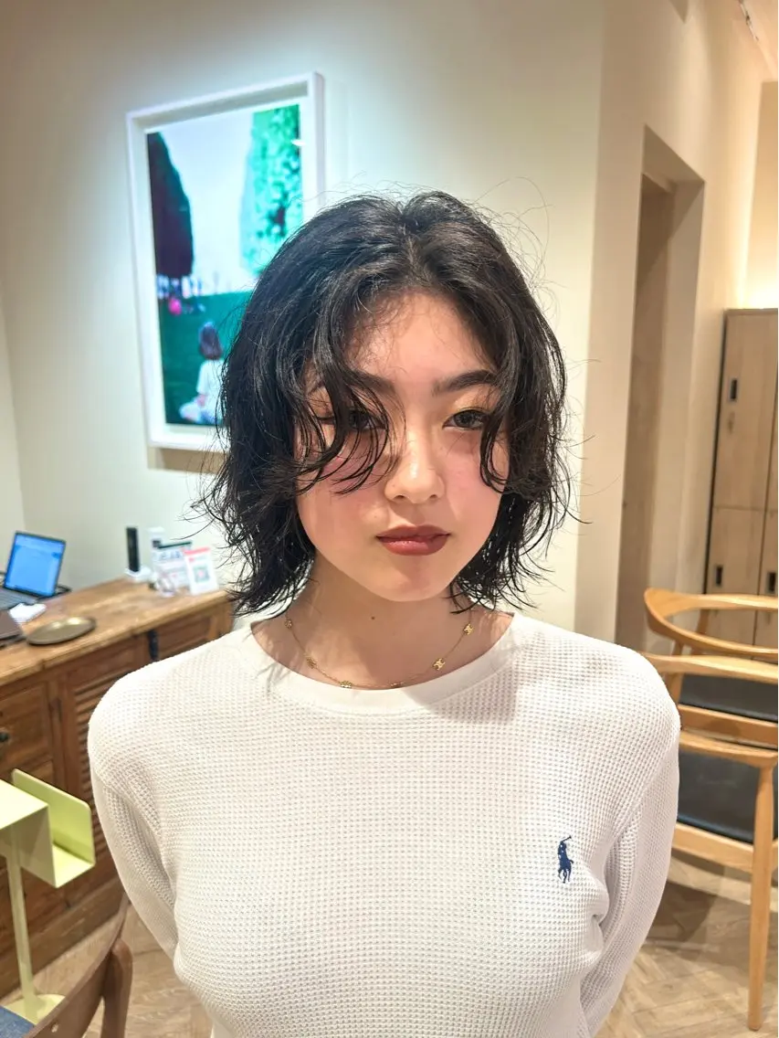ミディアム 大山杏奈/ショート ボブ/カットモデルのヘアスタイル