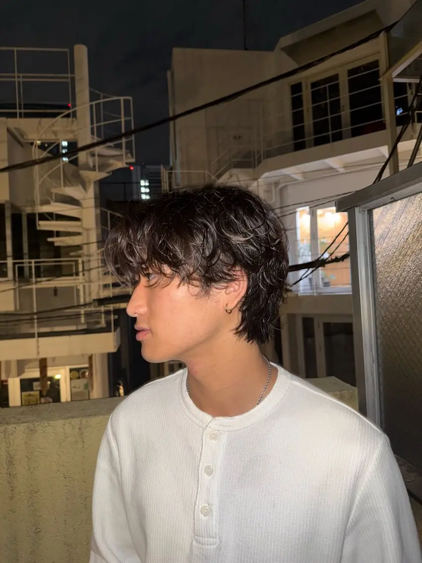 ミディアム パーマ メンズ ミディアムパーマ センターパート メンズパーマ 縮毛矯正/大庭 亨仁　表参道のヘアスタイル