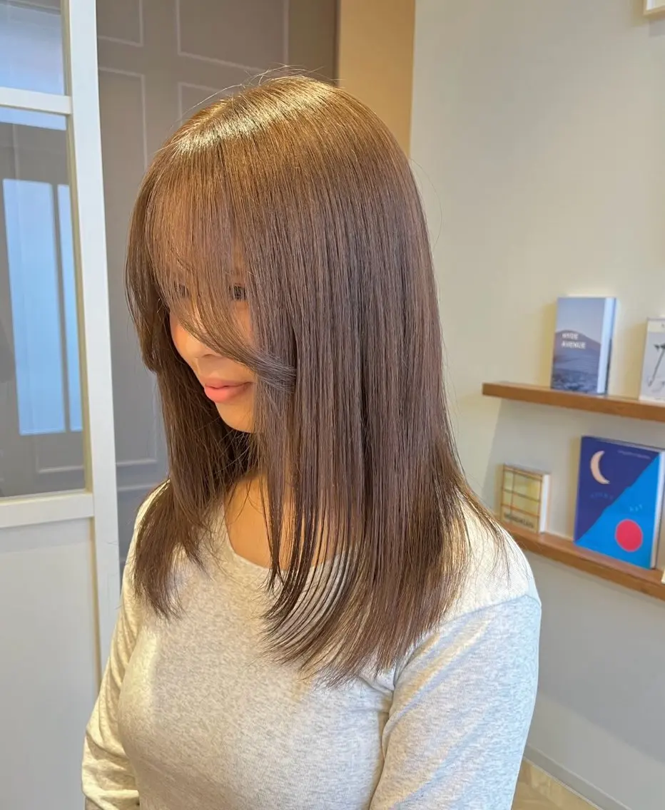 ミディアム カラー 透明感カラー オレンジ GOODDAY ヘアサロンのヘアスタイル
