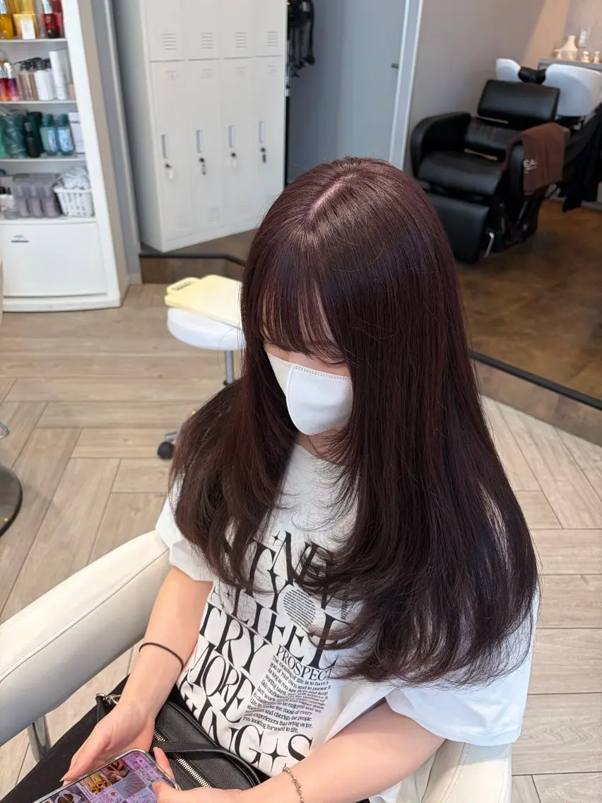 セミロング カット ヘアカラー トリートメント 蓮池 愛海のヘアスタイル