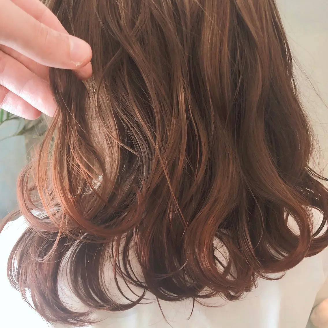 セミロング カラー ベージュカラー オレンジ ヘアカラー las PAVILIONのヘアスタイル