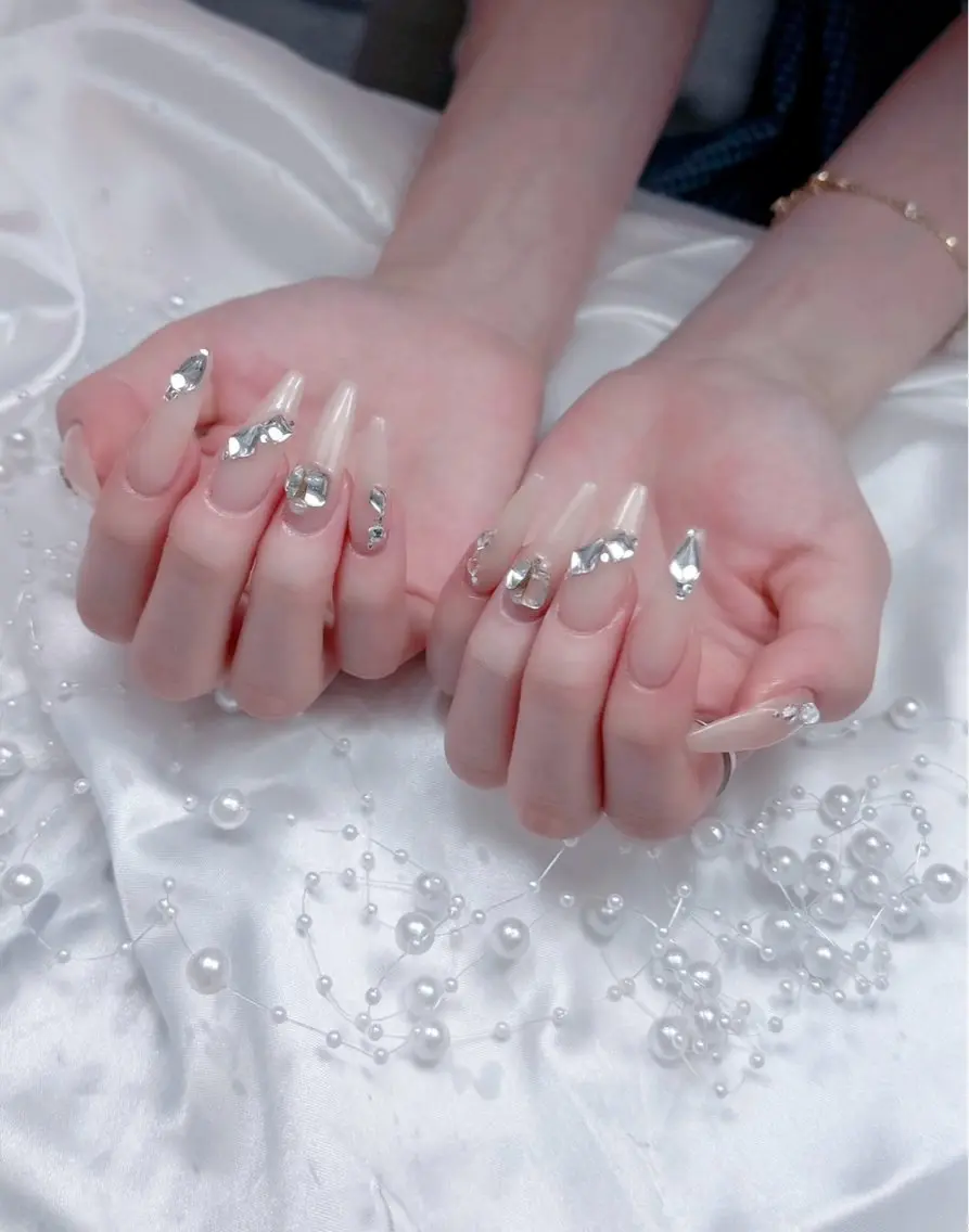 ネイル ハート キラキラネイル 韓国ネイル マグネットネイル 大理石ネイル(マーブル) ハンドネイル Rin Nail 新大久保店のネイルデザイン
