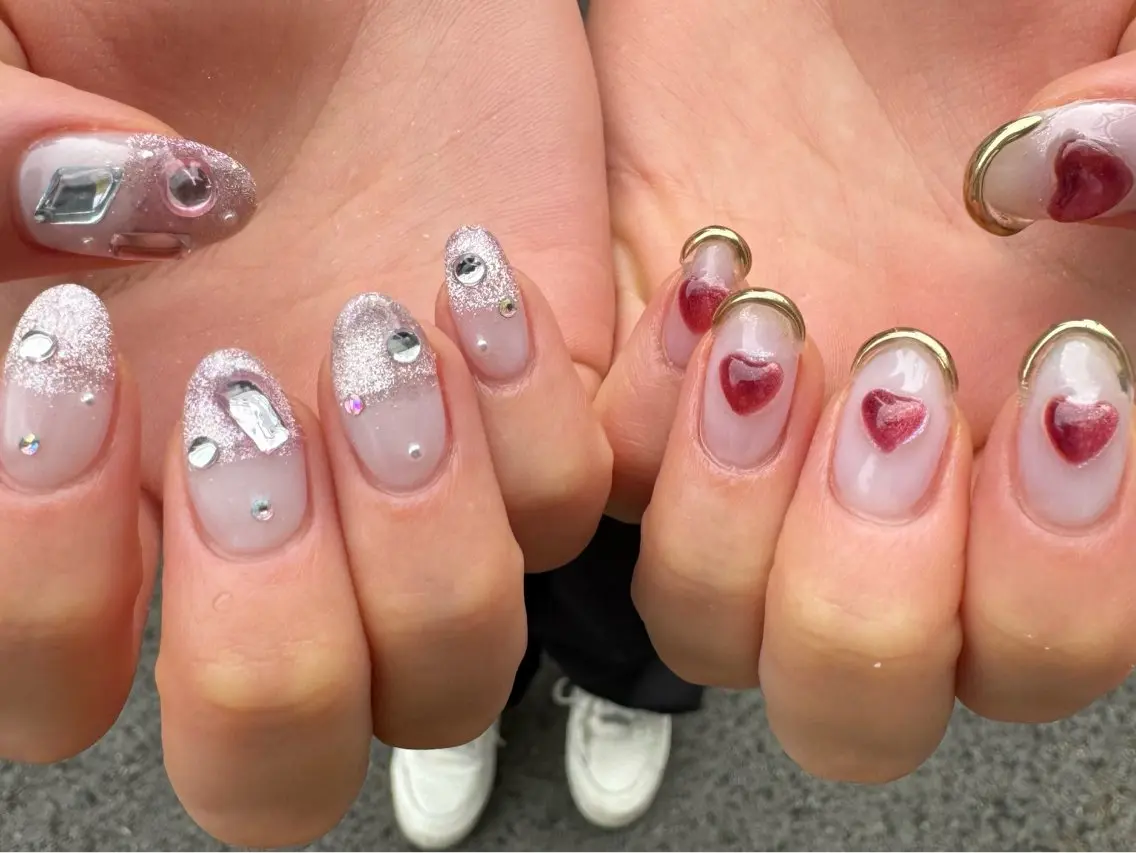 ネイル ハート マグネットネイル ミラーネイル MH_ Nailのネイルデザイン