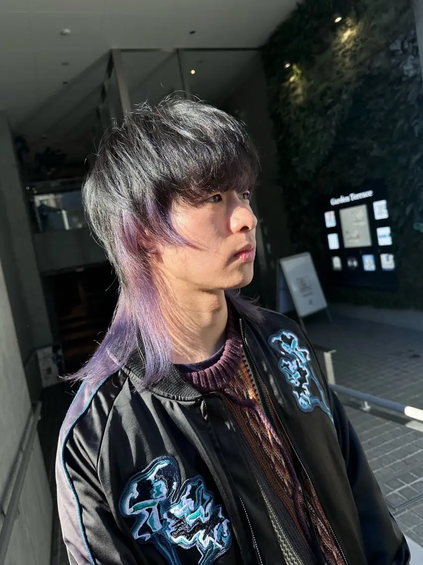 カラー メンズ メンズウルフカット ラベンダーカラー ウルフカット デザインカラー🎨 下北沢 / 磯部のヘアスタイル