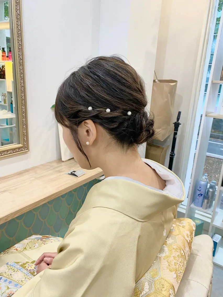 ミディアム ヘアアレンジ 着物ヘア 菜 摘のヘアスタイル