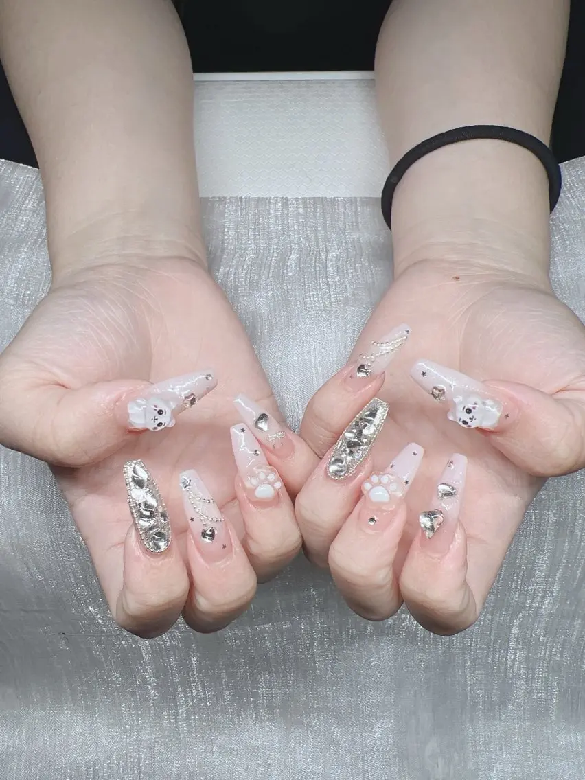 ネイル 長さ出し グラデーション キラキラネイル マグネットネイル ニュアンスネイル ハンドネイル Lee Nails チップ長さだし専門店のネイルデザイン
