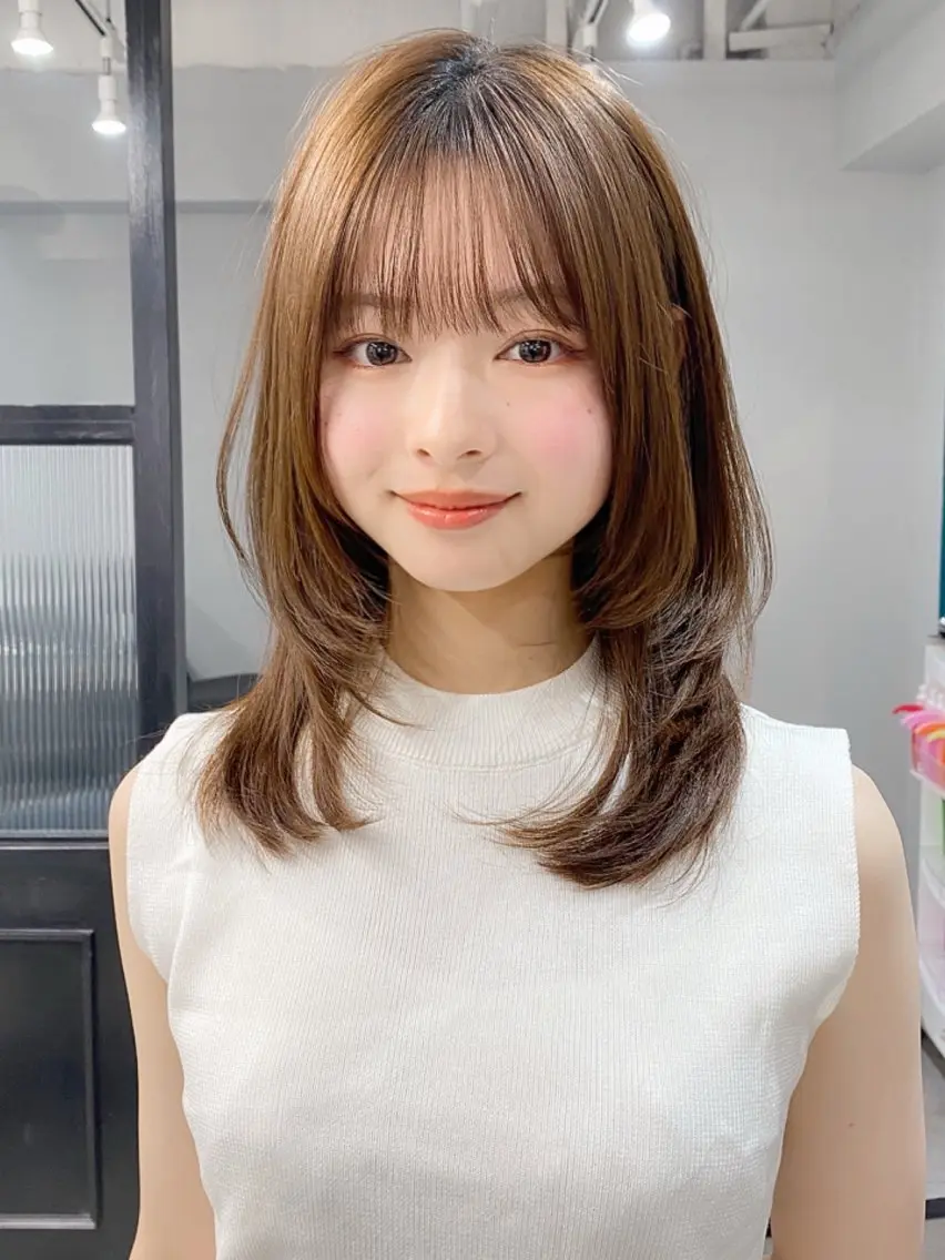 セミロング カラー 韓国風ヘア レイヤーカット カット ヘアカラー トリートメント レイヤー×髪質改善✨ 渋谷/佐藤侑哉のヘアスタイル