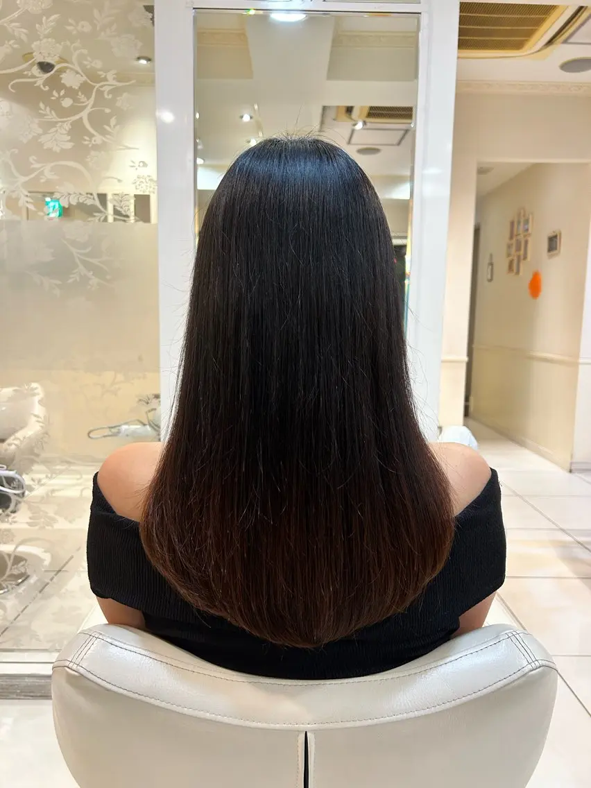 ロング カット 縮毛矯正 生活が楽になる縮毛/ ブリーチなしカラーのヘアスタイル