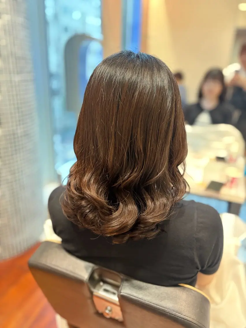ミディアム パーマ ミディアムパーマ カット パーマ 🌼銀座コテ巻き風パ ーマ🌼いでいあやのヘアスタイル