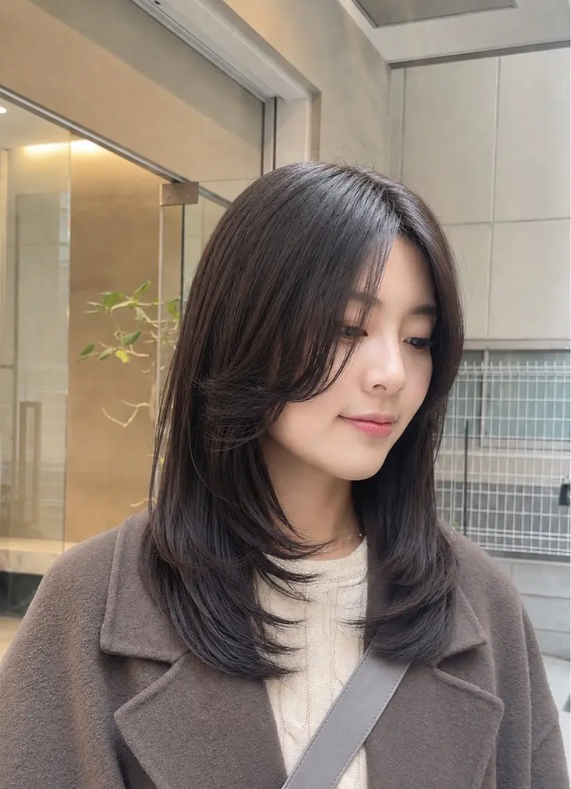 ロング カット ヘアカラー トリートメント 神戸レイヤーカット 顔周り／骨格診断のヘアスタイル